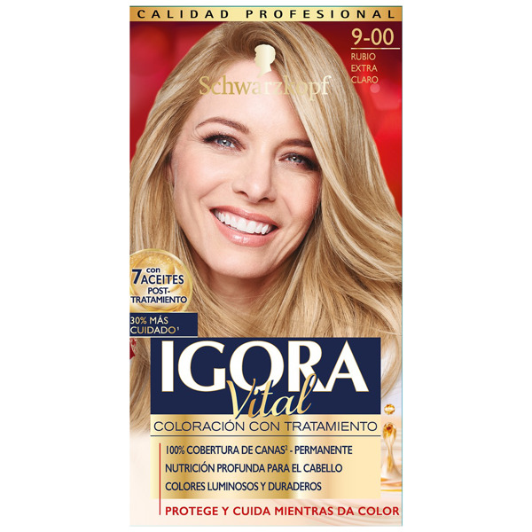 Imagen de IGORA VITAL COLORACION RUBIO EXTRA CLARO 9-0 [50+22.5+50+2ml]