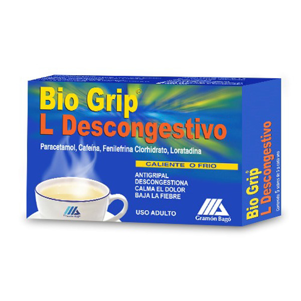 Imagen de BIO GRIP DESCONGESTIVO SOLUBLE 500+30+8+3mg [5 sob.]