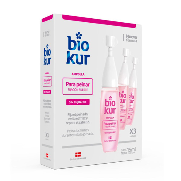 Imagen de BIO KUR AMPOLLA PARA PEINAR FIJACION FUERTE CAJA [3x15ml]