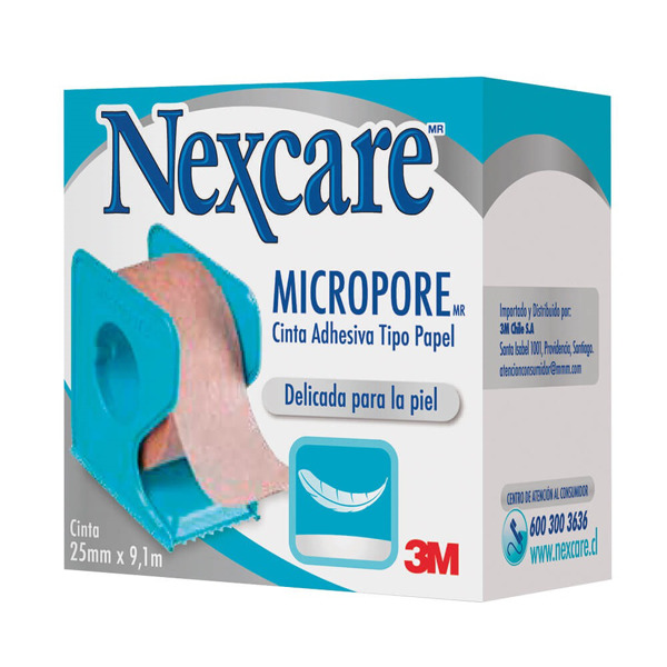 Imagen de 3M NEXCARE MICROPORE CINTA LEUCO COLOR PIEL 2,5 cm x 9,1 mts.