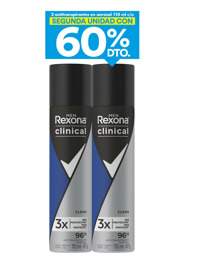 Imagen de REXONA AERO ANTITR. CLINICAL CLEAN PACK MASCULINO 60% DTO. 67+67gr