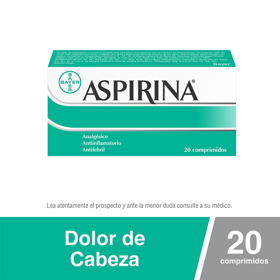 Imagen de Aspirina Bayer Analgésico, Antiinflamatorio y Antifebril con Ácido Acetilsalicílico 500mg x 20 Comprimidos