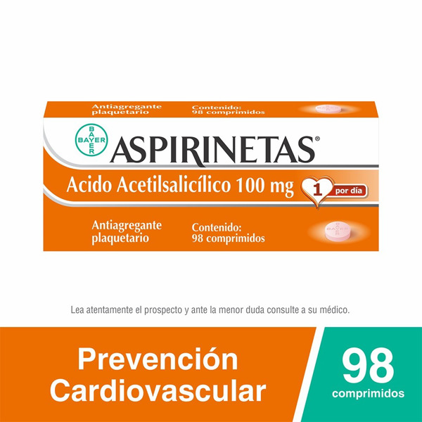 Imagen de Aspirinetas Antiagregante Plaquetario con Ácido Acetilsalicílico 100mg x 98 Comprimidos