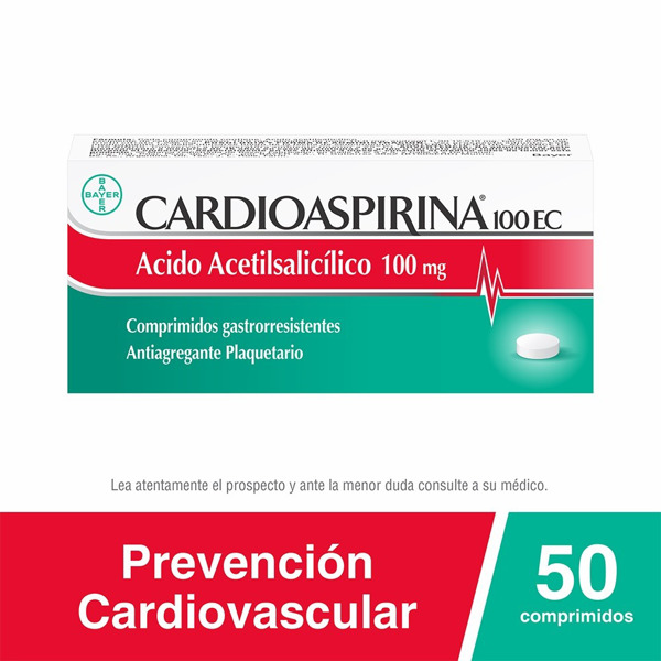 Imagen de Cardioaspirina Antiagregante Plaquetario con Ácido Acetilsalicílico 100mg x 50 Comprimidos