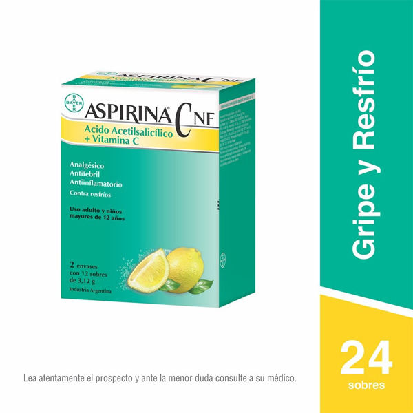 Imagen de Aspirina C Analgésico y Antifebril con Aspirina + Vitamina C x 24 sobres sabor Limón