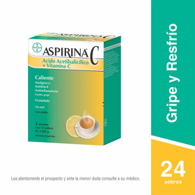 Imagen de Aspirina C Caliente Analgésico y Antifebril con Aspirina + Vitamina C x 24 sobres sabor Limón