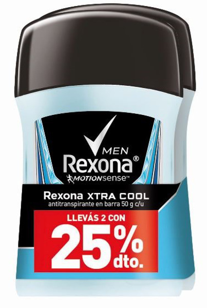 Imagen de REXONA BARRA ANTITR. XTRA COOL PACK 2 UNID. MASCULINO 25% DTO. [50+50 gr]