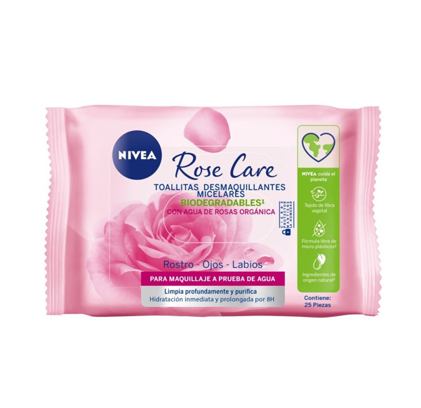 Imagen de NIVEA TOALLITAS FACIALES ROSE CARE MICELAIR [25 uni.]