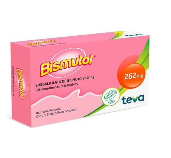 Imagen de BISMUTOL COMPRIMIDOS MASTICABLES 262 mg [20 comp.]