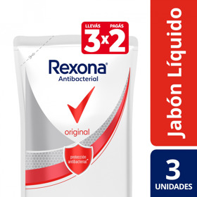 Imagen de REXONA JABON LIQUIDO ORIGINAL ANTIBACTERIAL DOYPACK 3x2 [3uni.x220ml.]