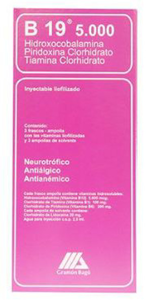 Imagen de B 19 5000 INYECTABLE 5000 mcg [3 amp.]