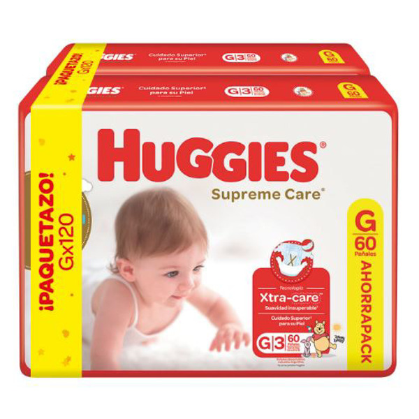 Imagen de HUGGIES SUPREME CARE PACK AHORRO G G [120 uni.]