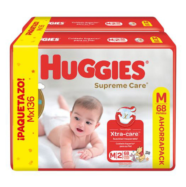 Imagen de HUGGIES SUPREME CARE PACK AHORRO M [136 uni.]