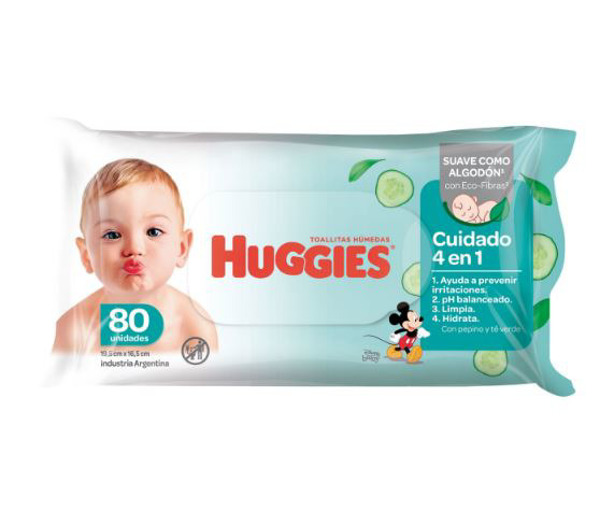 Imagen de HUGGIES TOALLITAS HUMEDAS CUIDADO 4 EN 1 [80 uni.]