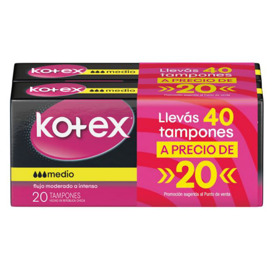 Imagen de KOTEX DIGITAL TAMPONES MEDIO PACK 2x1 [40 uni.]