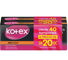 Imagen de KOTEX DIGITAL TAMPONES SUPER PACK 2x1 [40 uni.]