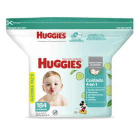 Imagen de HUGGIES TOALLITAS HUMEDAS CUIDADO 4 EN 1 [184 uni.]