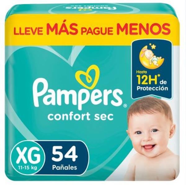 Imagen de PAMPERS CONFORT SEC XGRANDE XG 11a15kg [54 uni.]