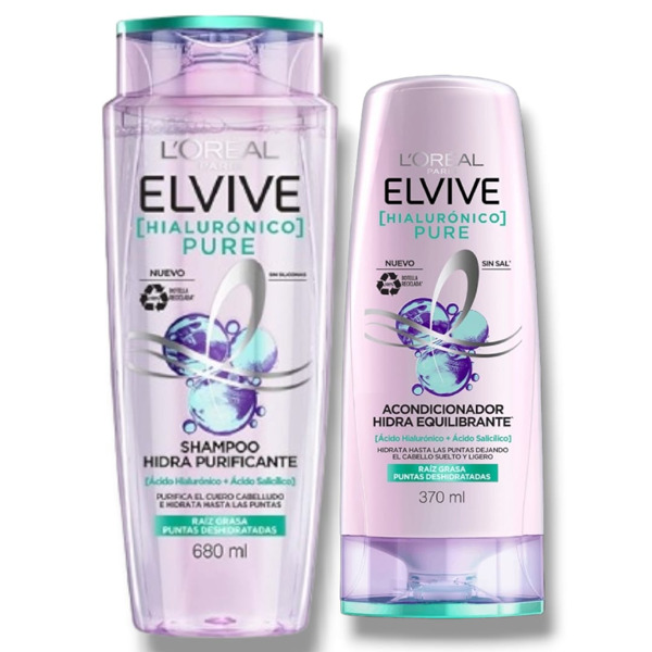 Imagen de ELVIVE SH. HIALURONICO PURE+AC. PACK [680+370ml]