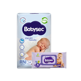 Imagen de BABYSEC RECIEN NACIDO+TOALLITAS HUMEDAS PREMIUM RN [34 uni.+50uni.]