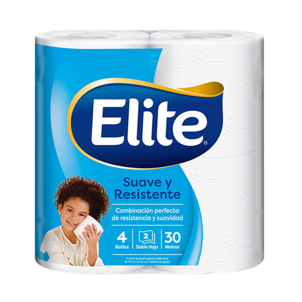 Imagen de ELITE PAPEL HIGIENICO SUAVE Y RESISTENTE DOBLE HOJA 30 mts [4 uni.]