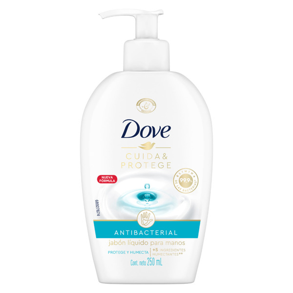 Imagen de DOVE JABON LIQUIDO ANTIBACTERIAL CUIDA & PROTEGE BOMBA [250 ml]