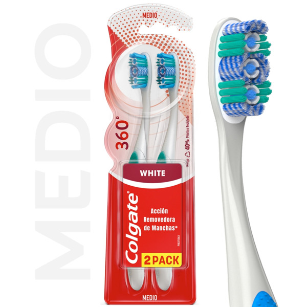 Imagen de COLGATE CEPILLO 360 LUMINOUS WHITE PACK 2x1 [2 uni.]