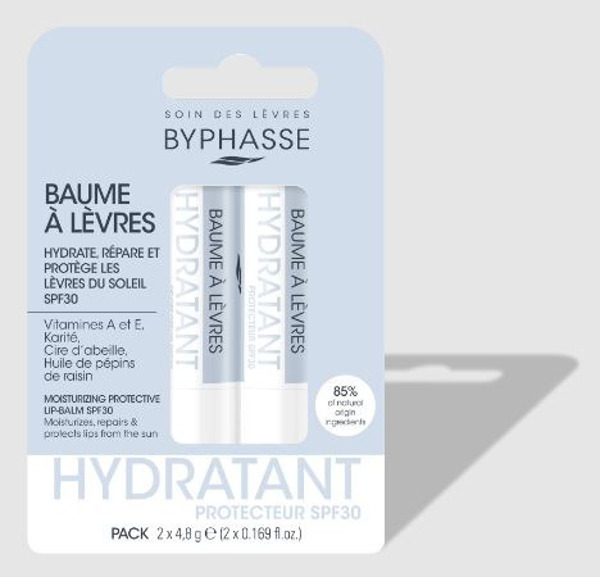 Imagen de BYPHASSE BALSAMO LABIAL REPRADOR SPF 30 PACK X2 [4,8 gr]