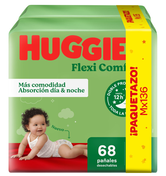 Imagen de HUGGIES FLEXI COMFORT PACK AHORRO M [136 uni.]