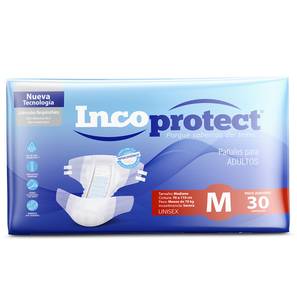 Imagen de INCOPROTECT PAÑAL MEDIANO 70 a 110 cm 30 uni