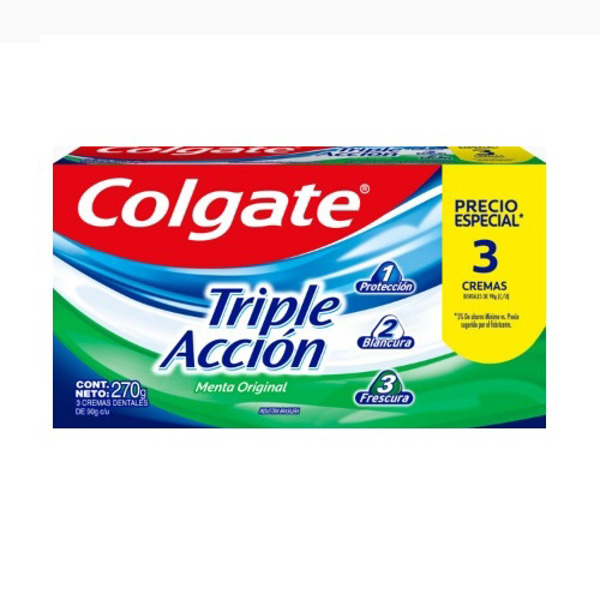 Imagen de COLGATE CR. TRIPLE ACCION PACK 3 25% OFF [90+90+90gr]