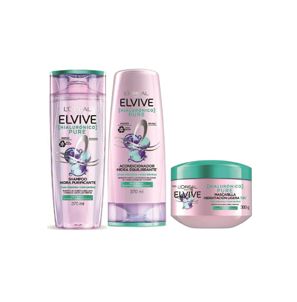 Imagen de ELVIVE HIALURÓNICO SHAMPOO + ACONDICIONADOR + MASCARILLA COMBO 370+370+300 ml