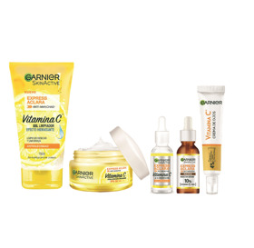 Imagen de GARNIER EXPRESS ACLARA COMBO CREMA DE OJOS + CREMA + GEL + SERUM + SERUM NOCHE [15+50+150+30+30ml]