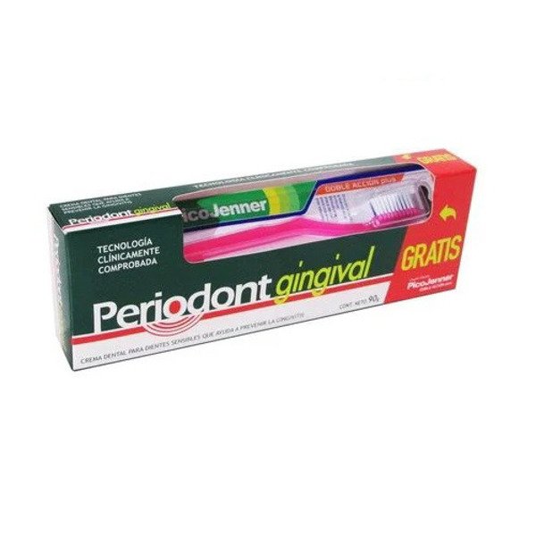 Imagen de PERIODONT CREMA DENTAL GINGIVAL POMO+CEPILLO DOBLE ACCION PACK [90gr+1uni.]