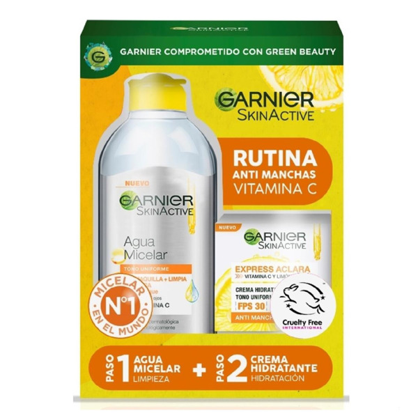 Imagen de GARNIER AGUA MICELAR EXPRESS ACLARA+CREMA HIDRATANTE PACK 30 fps [400+50ml]