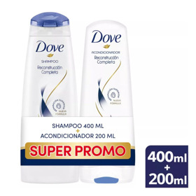 Imagen de DOVE SHAMPOO RECONSTRUCCION COMPLETA+ACO PACK 2 uni. [400+200ml]