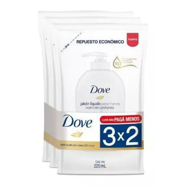Imagen de DOVE JABON  LIQUIDO NUTRICION PROFUNDA PACK 3x2 [3x220ml.]
