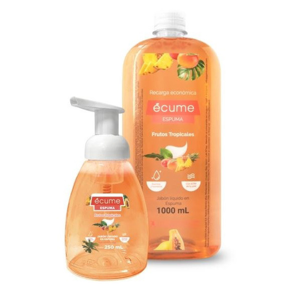 Imagen de ECUME JABON ESPUMA FRUTOS TROPICALES REPUESTO+FRASCO VALVULA PACK [1000+250ml]