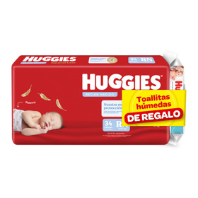 Imagen de HUGGIES SUPREME CARE MEGA RECIEN NACIDO+TOALLITAS RN PACK RN [PACK 34+48uni.]