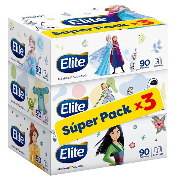 Imagen de ELITE PAÑUELOS FACIAL DISNEY PACK 3 X 90uni [270 uni.]