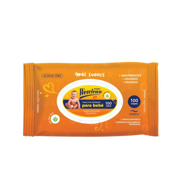 Imagen de WETCLEAN WIPES TOALLITAS HUMEDAS BABY 100 uni.